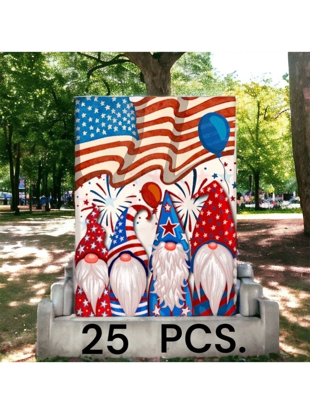 25 10X13 Poly Mailers Patriotic Gnomes USA American Flag - Picture 4 of 7